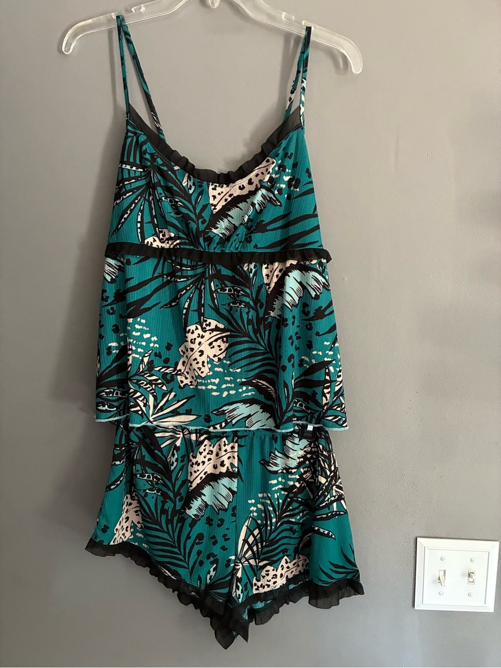 Teal and Black Tropical Print Sleep Set